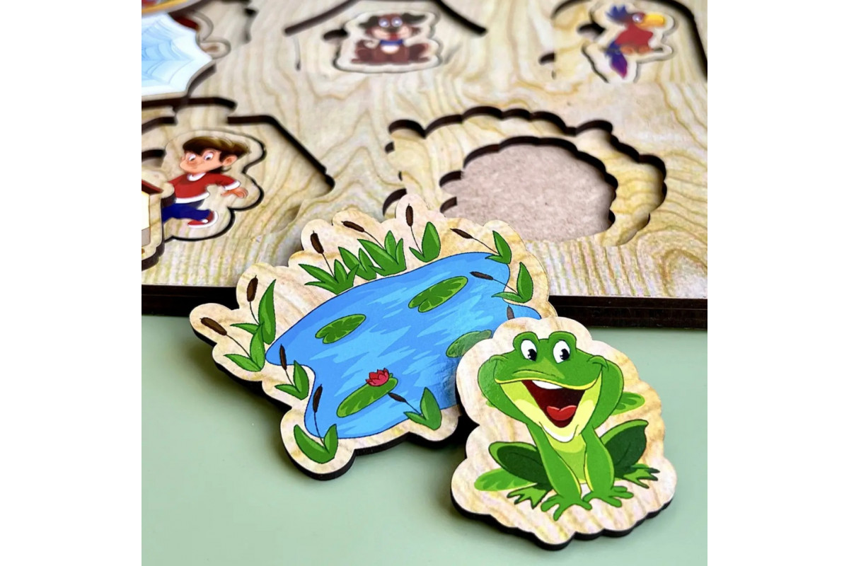 Дерев'яний пазл-вкладиш "Хто? Де живе?" Ubumblebees (ПСД059) PSD059 сортер