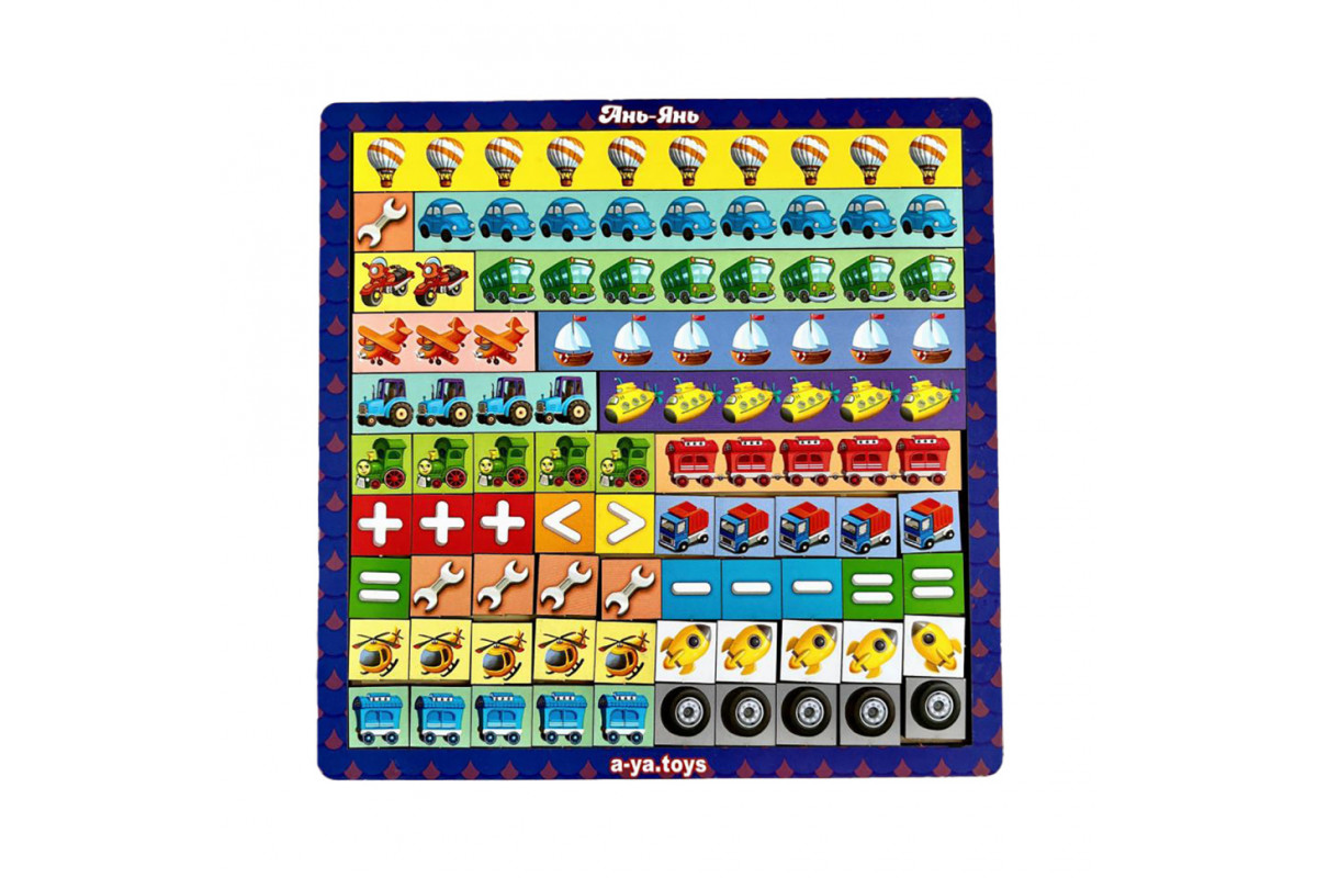 Деревянный пазл-сортер "Математические лестницы: Транспорт" Ubumblebees (ПСФ078) PSF078