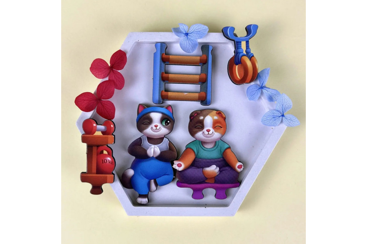 Деревянный пазл-вкладыш "Кошачий летний домик" (ПСД272) PSD272