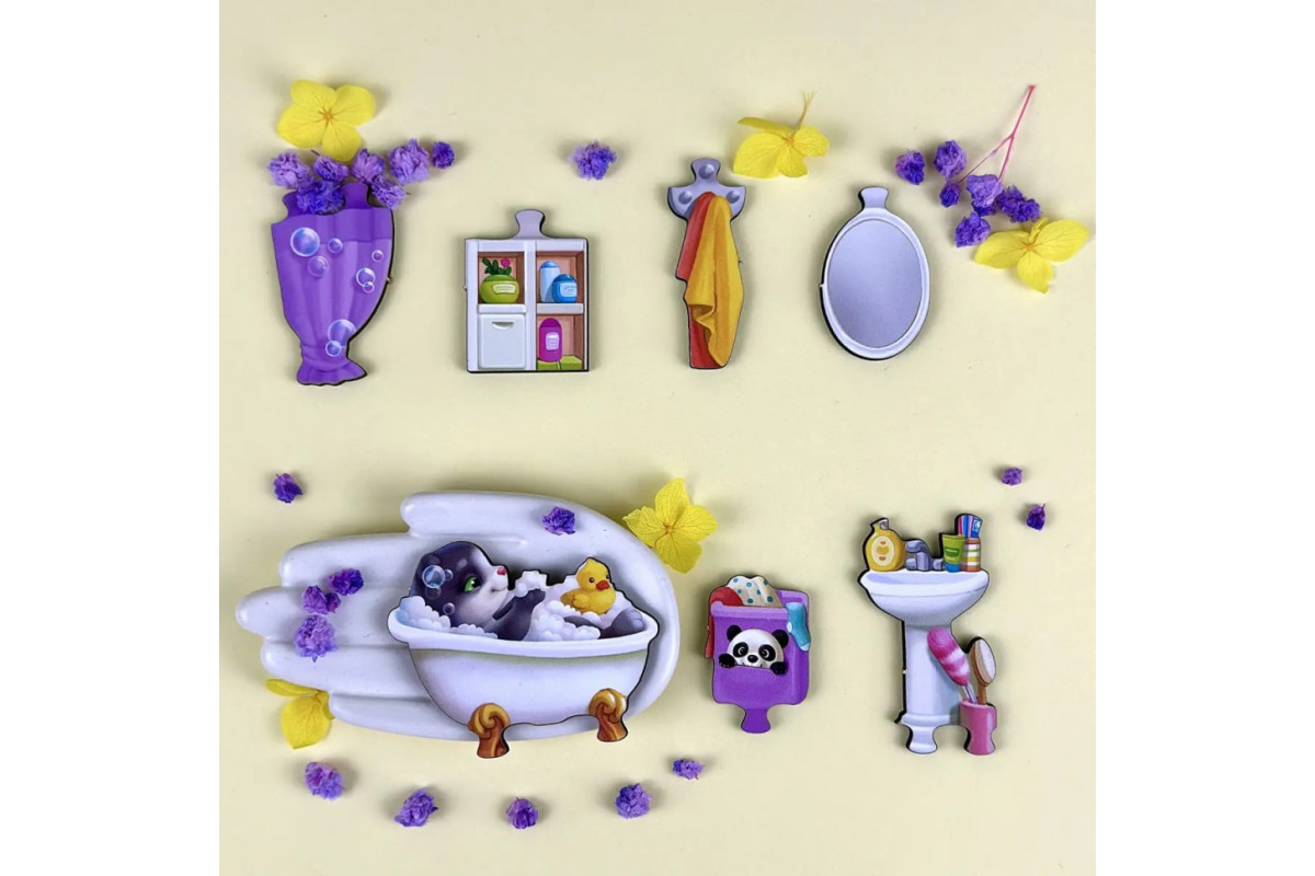 Деревянный пазл-вкладыш "Кошачий летний домик" (ПСД272) PSD272