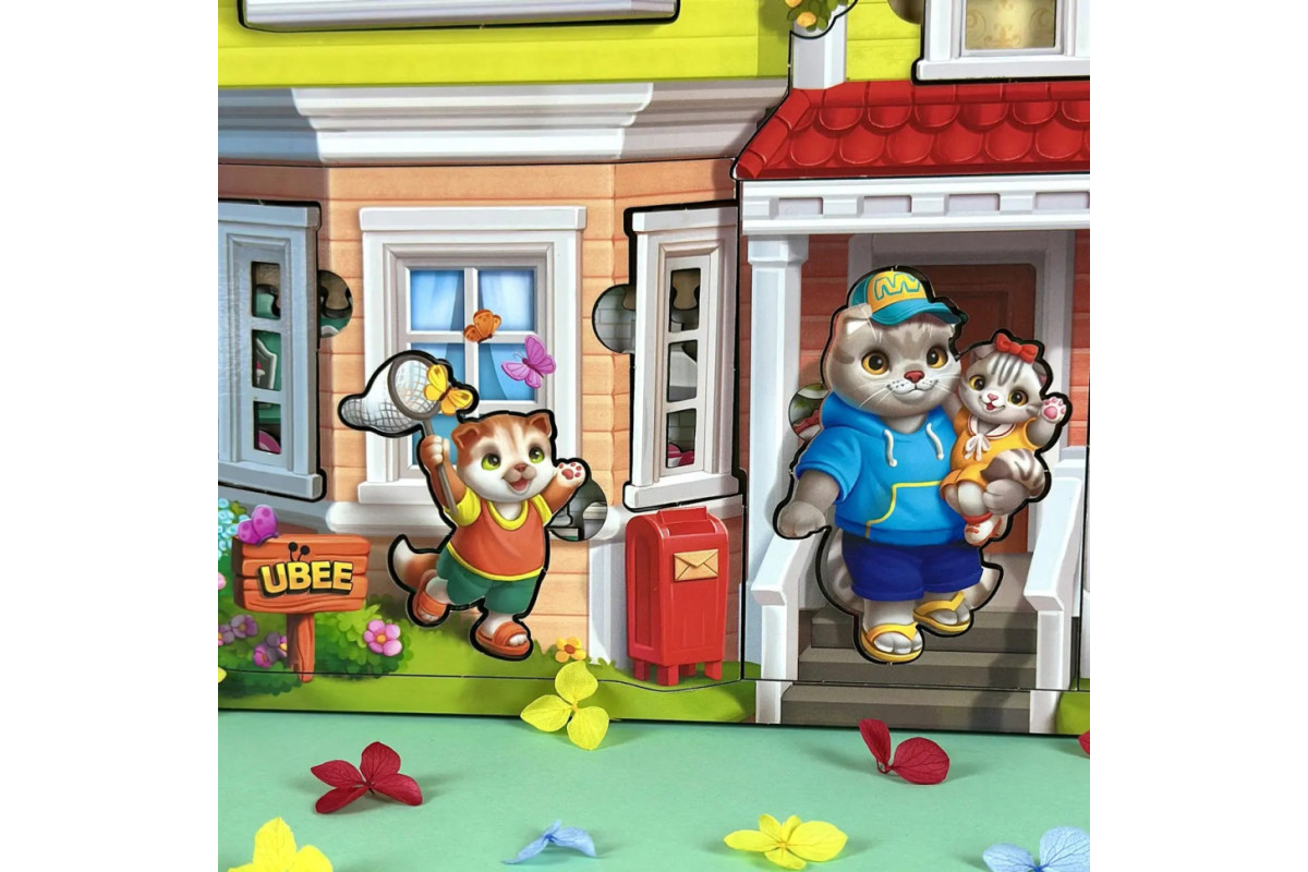 Деревянный пазл-вкладыш "Кошачий летний домик" (ПСД272) PSD272