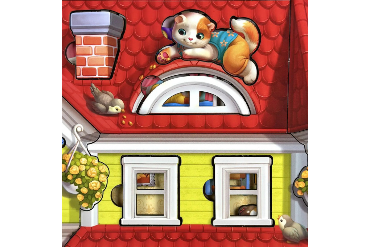 Деревянный пазл-вкладыш "Кошачий летний домик" (ПСД272) PSD272