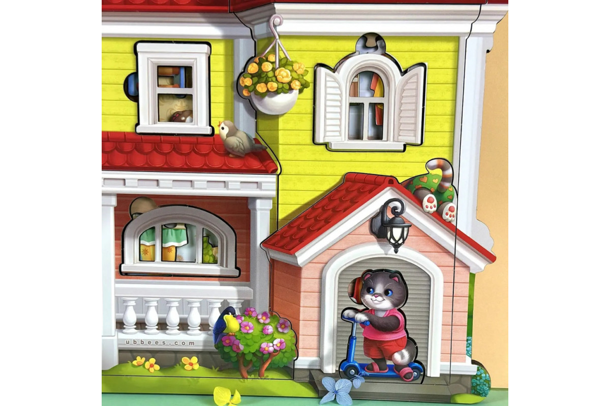 Деревянный пазл-вкладыш "Кошачий летний домик" (ПСД272) PSD272