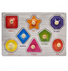 Дерев'яний пазл-вкладиш Геометричні фігури 73239-2 назви англійською мовою