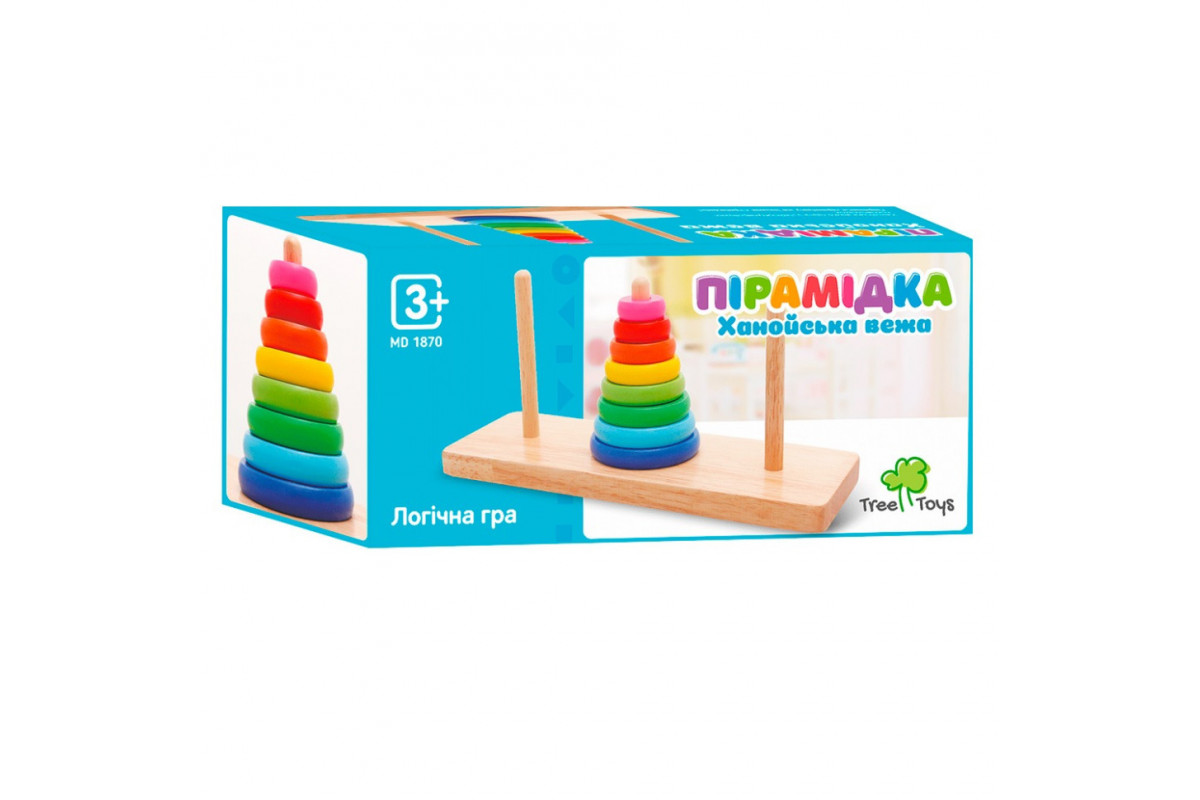 Дерев'яна іграшка Пірамідка MD 1870, 8 кілець
