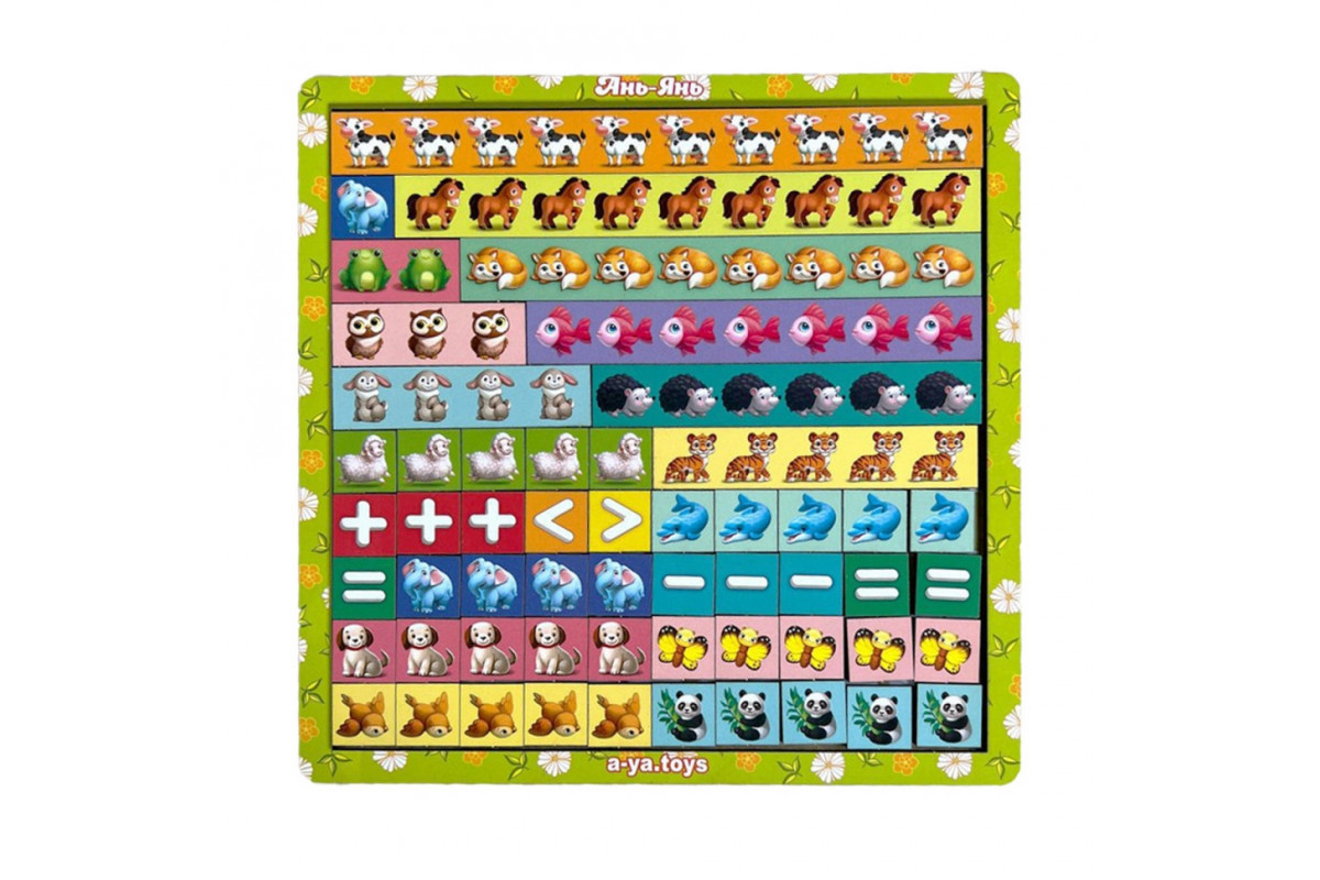 Дерев'яний пазл-сортер "Математичні сходи: Тварини" Ubumblebees (ПСФ079) PSF079