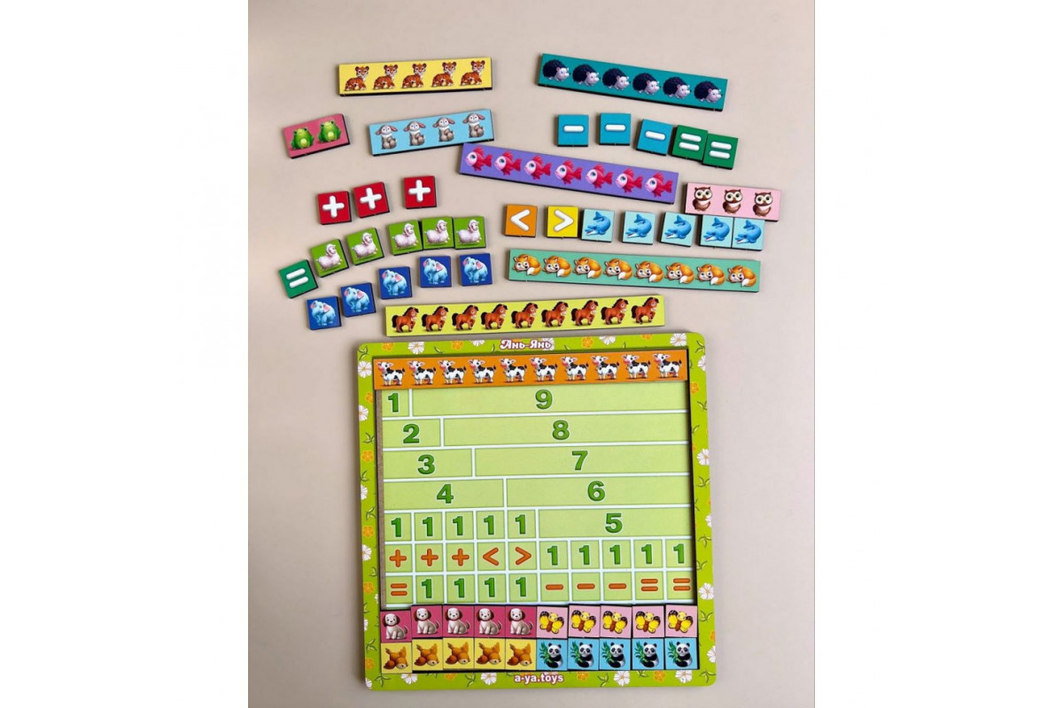 Дерев'яний пазл-сортер "Математичні сходи: Тварини" Ubumblebees (ПСФ079) PSF079