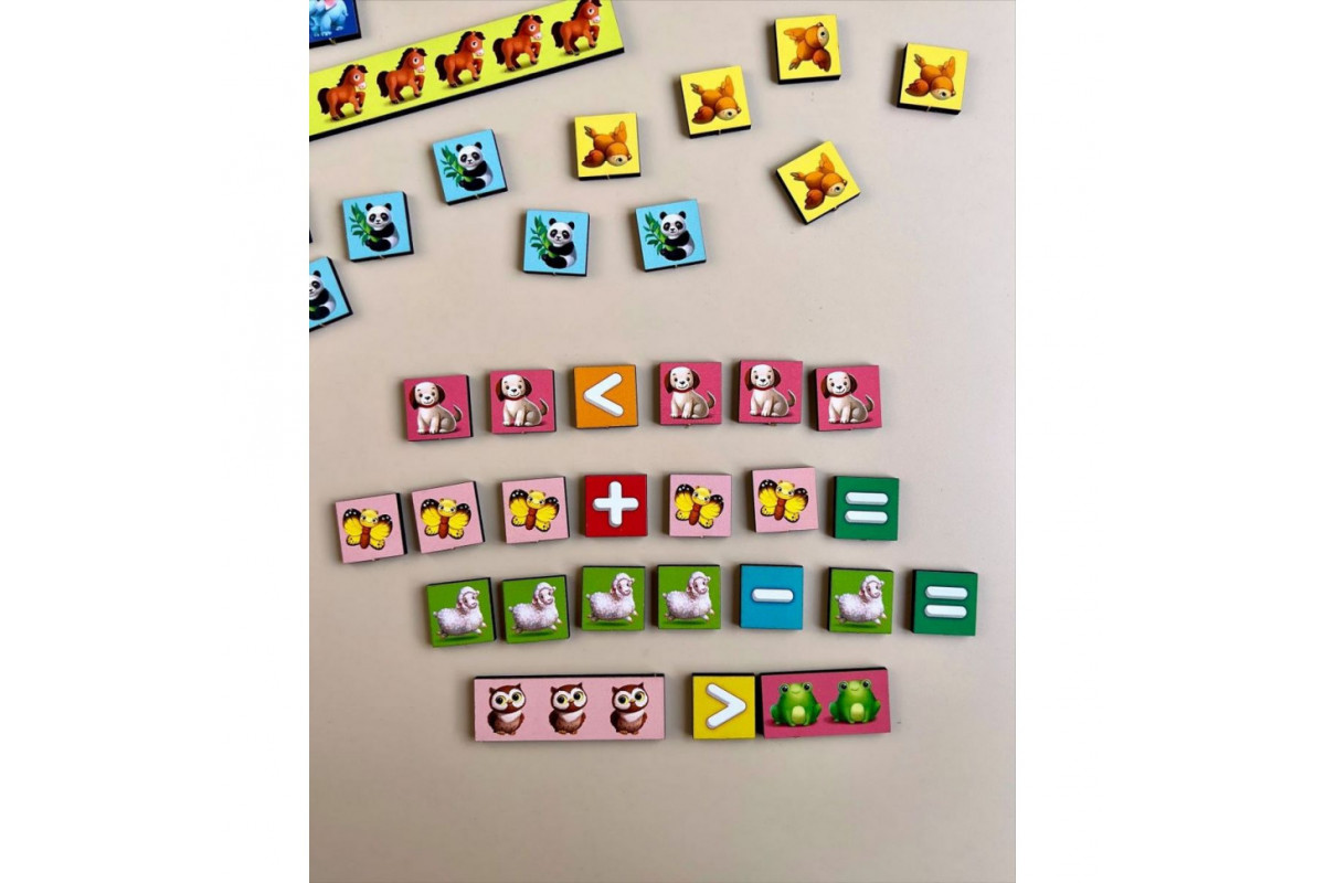 Дерев'яний пазл-сортер "Математичні сходи: Тварини" Ubumblebees (ПСФ079) PSF079