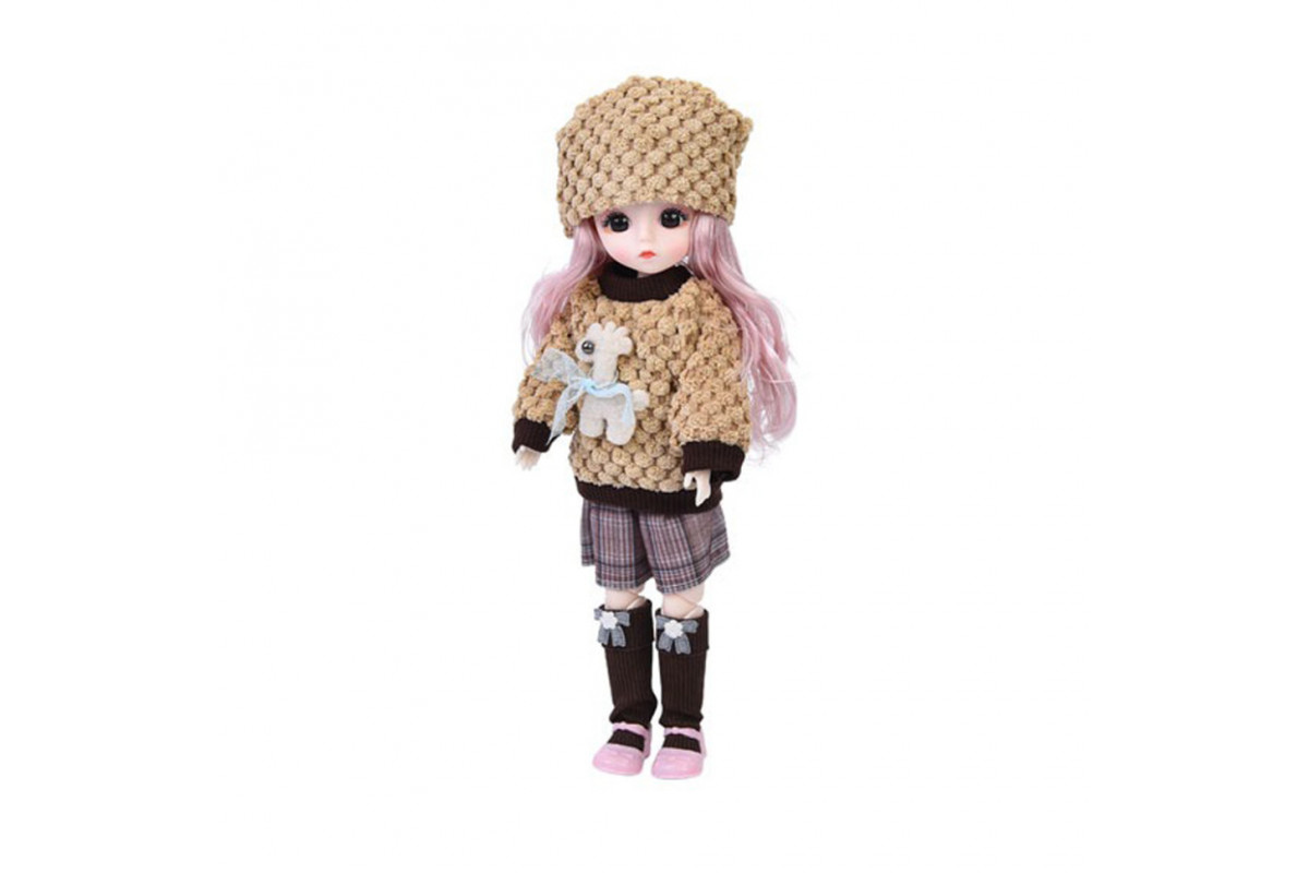 Дитяча іграшкова лялька F0322(Brown-1) шарнірна, розмір 29 см