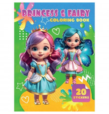 Дитяча розмальовка Princessand Fairy А06012508, 20 наліпок А4