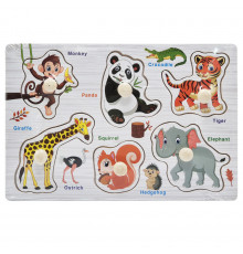 Дерев'яний пазл-вкладиш Африканські тварини 73239-3 назви англійською мовою