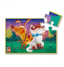 Детские развивающие мягкие пазлы "Котик и собачка" VT1104-20 А5