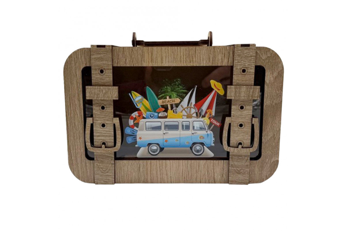 Деревянная копилка чемодан "В путешествие" 3240-15-005 размер 24х17 см