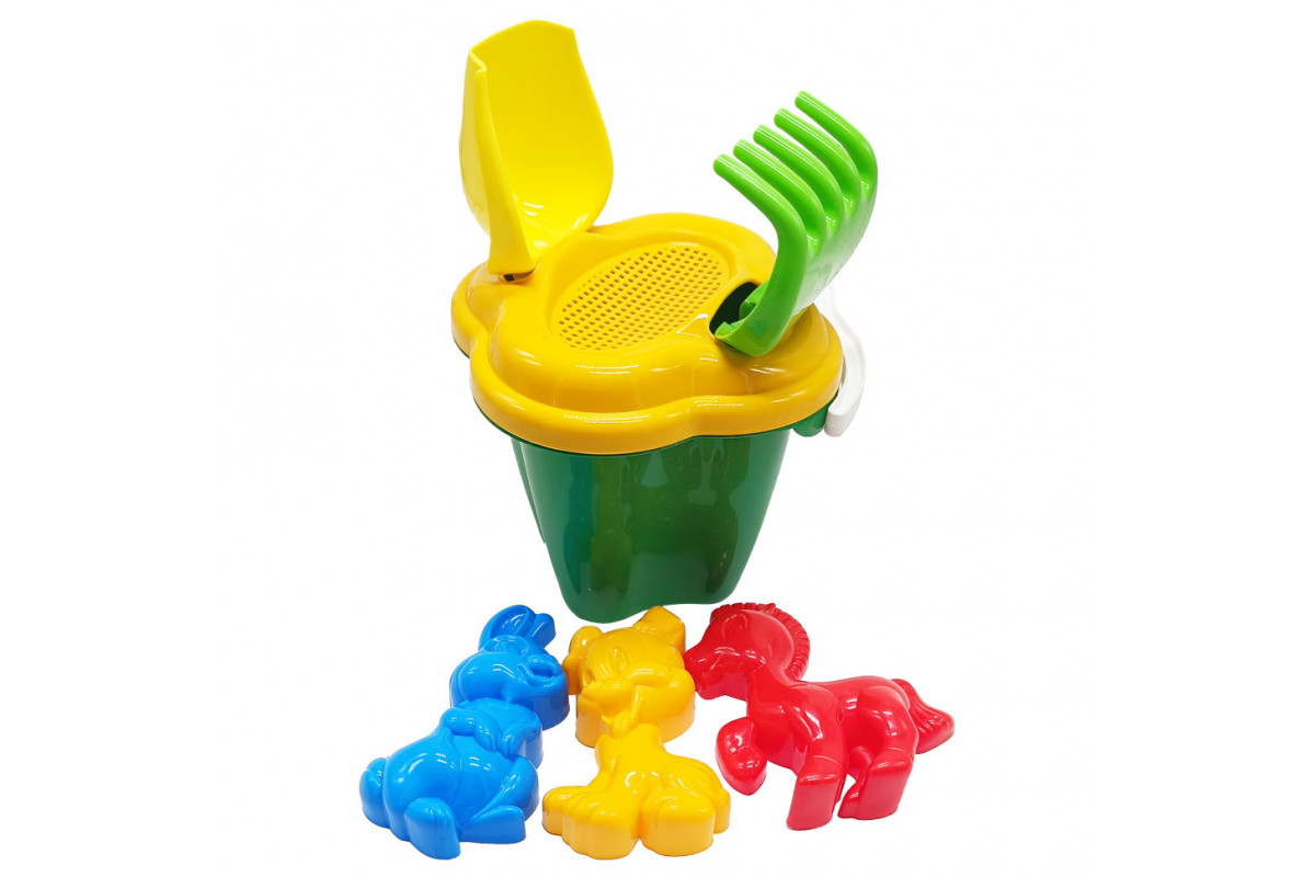 Набор для песочницы "Колокольчик №1" 0978 ведерко, лопатка, грабли Зеленый