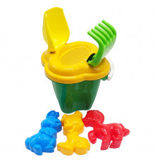 Набор для песочницы "Колокольчик №1" 0978 ведерко, лопатка, грабли Зеленый