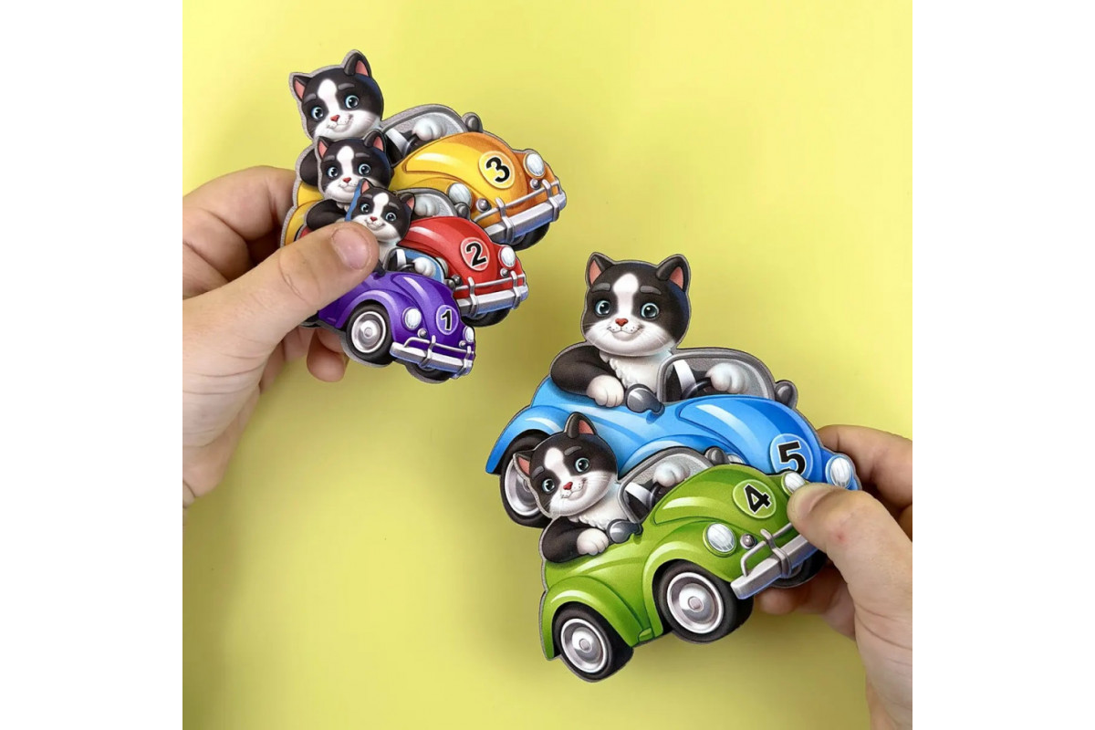 Деревянный детский сортер "Гонщики больше - меньше" (ПСД298) PSD298