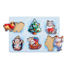 Розвиваючий пазл-вкладиш "Новорічний -2" (ПСФ014) PSF014, 6 картинок