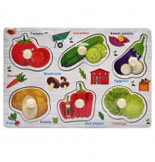Дерев'яний пазл-вкладиш Овочі 73239-4 назви англійською мовою
