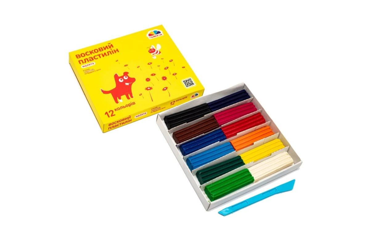 Детский восковой пластилин "Малыши" 100305, 12 цветов 144 г