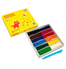 Детский восковой пластилин "Малыши" 100305, 12 цветов 144 г