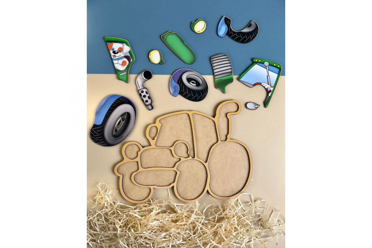 Дерев'яний пазл-вкладиш "Трактор" Ubumblebees (ПСД119) PSD119 пазл-контур