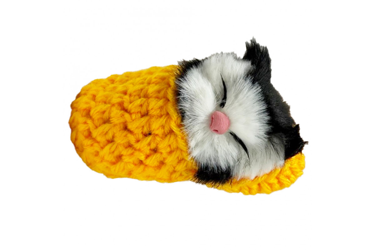 Детский антистресс "Котик спит в вязаном тапочке" MM418(Yellow)