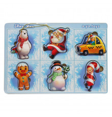 Развивающий пазл-вкладыш  "Новогодний -1" (ПСФ013) PSF013, 6 картинок