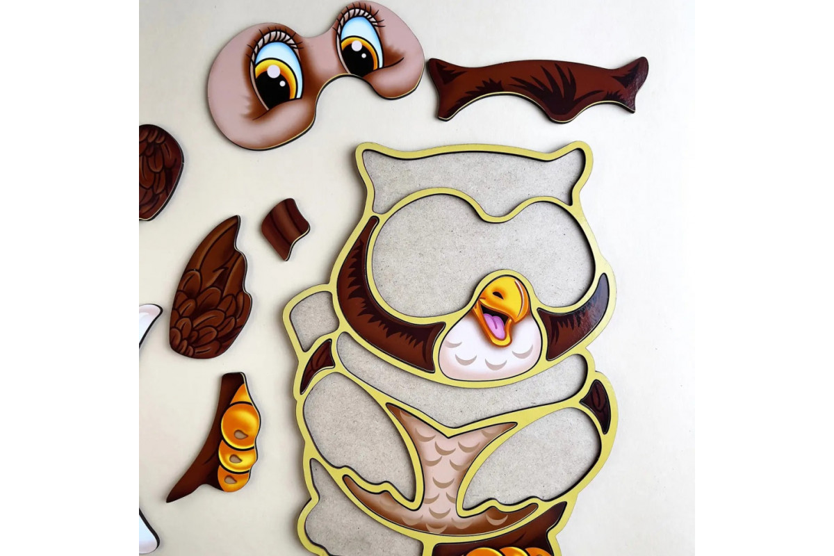 Дерев'яний пазл-вкладиш "Сова" Ubumblebees (ПСД087) PSD087 пазл-контур