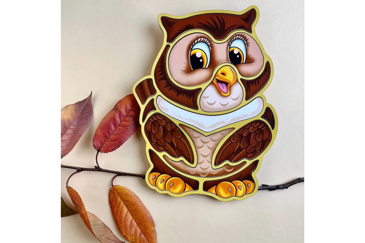 Дерев'яний пазл-вкладиш "Сова" Ubumblebees (ПСД087) PSD087 пазл-контур