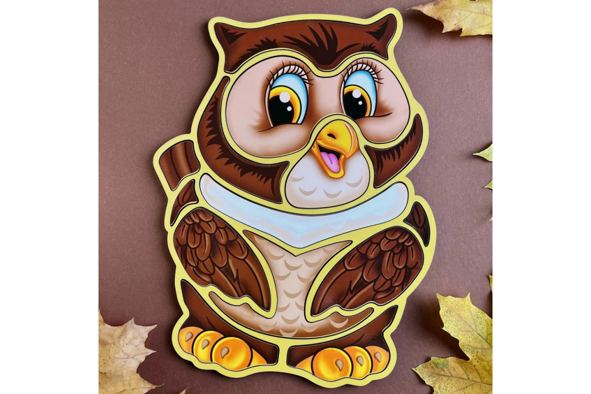 Дерев'яний пазл-вкладиш "Сова" Ubumblebees (ПСД087) PSD087 пазл-контур