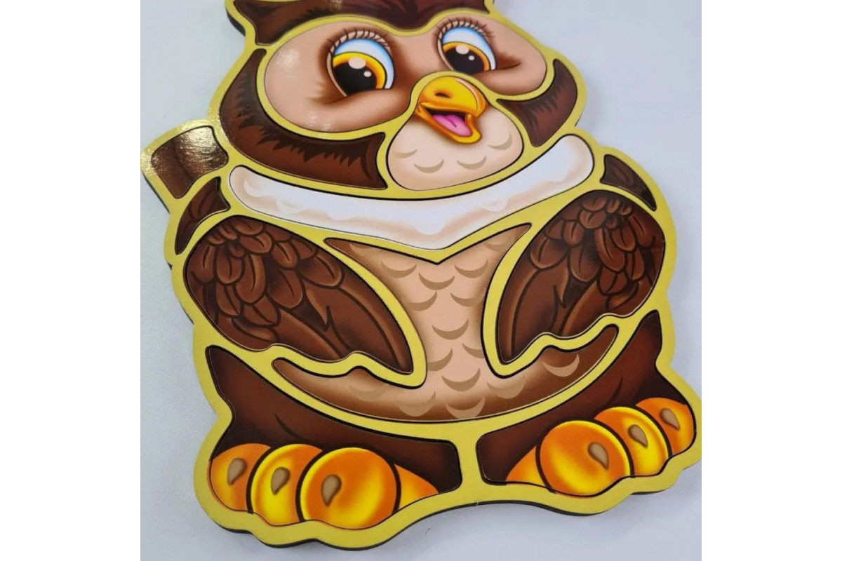 Дерев'яний пазл-вкладиш "Сова" Ubumblebees (ПСД087) PSD087 пазл-контур