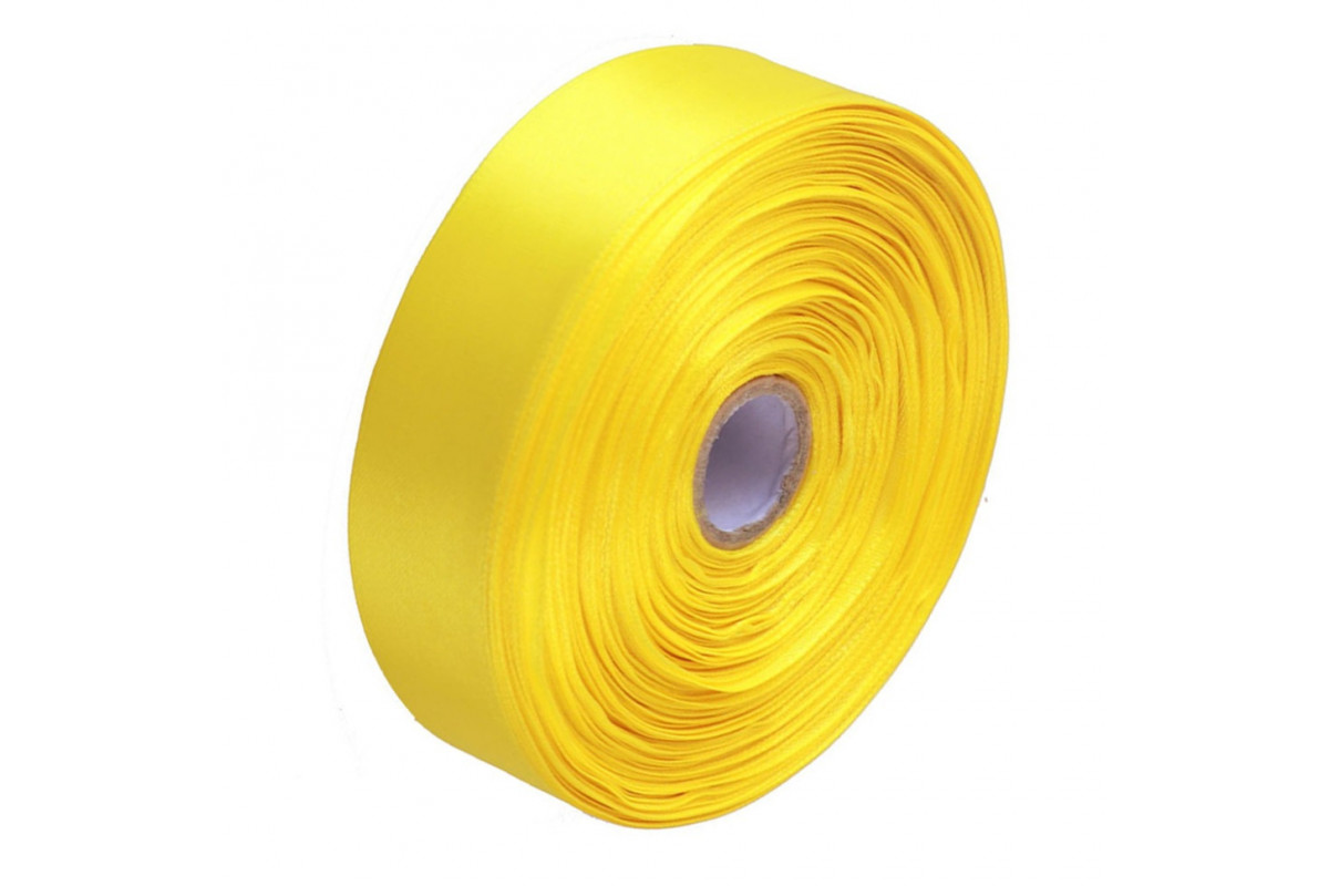 Атласна стрічка для рукоділля АБ-304, 2,5 см x 23 м, Жовтий