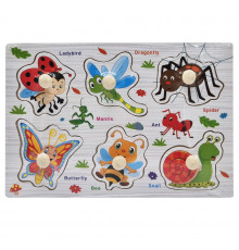 Дерев'яний пазл-вкладиш Комахи 73239-6 назви англійською мовою