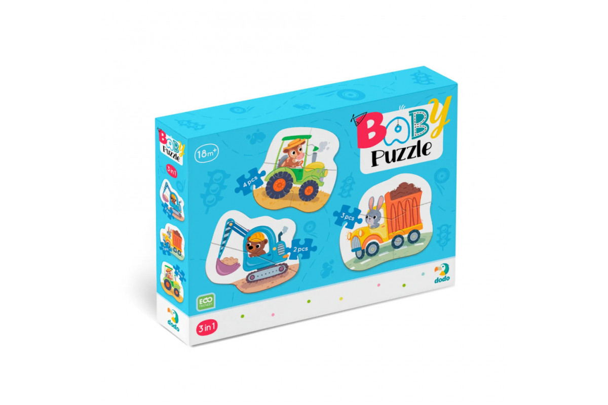 Дитячий Пазл 3 в 1 "Транспорт" DoDo 300392, 9 ел