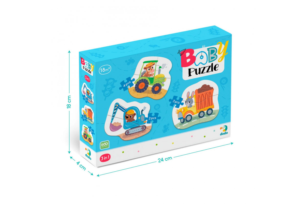 Дитячий Пазл 3 в 1 "Транспорт" DoDo 300392, 9 ел