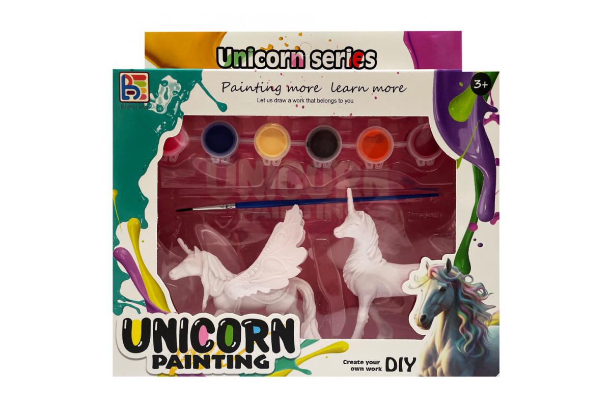 Набір для творчості Гіпсова розмальовка "Unicorn" T59-2(Unicorn2) 2 фігурки, фарби 6 кольорів