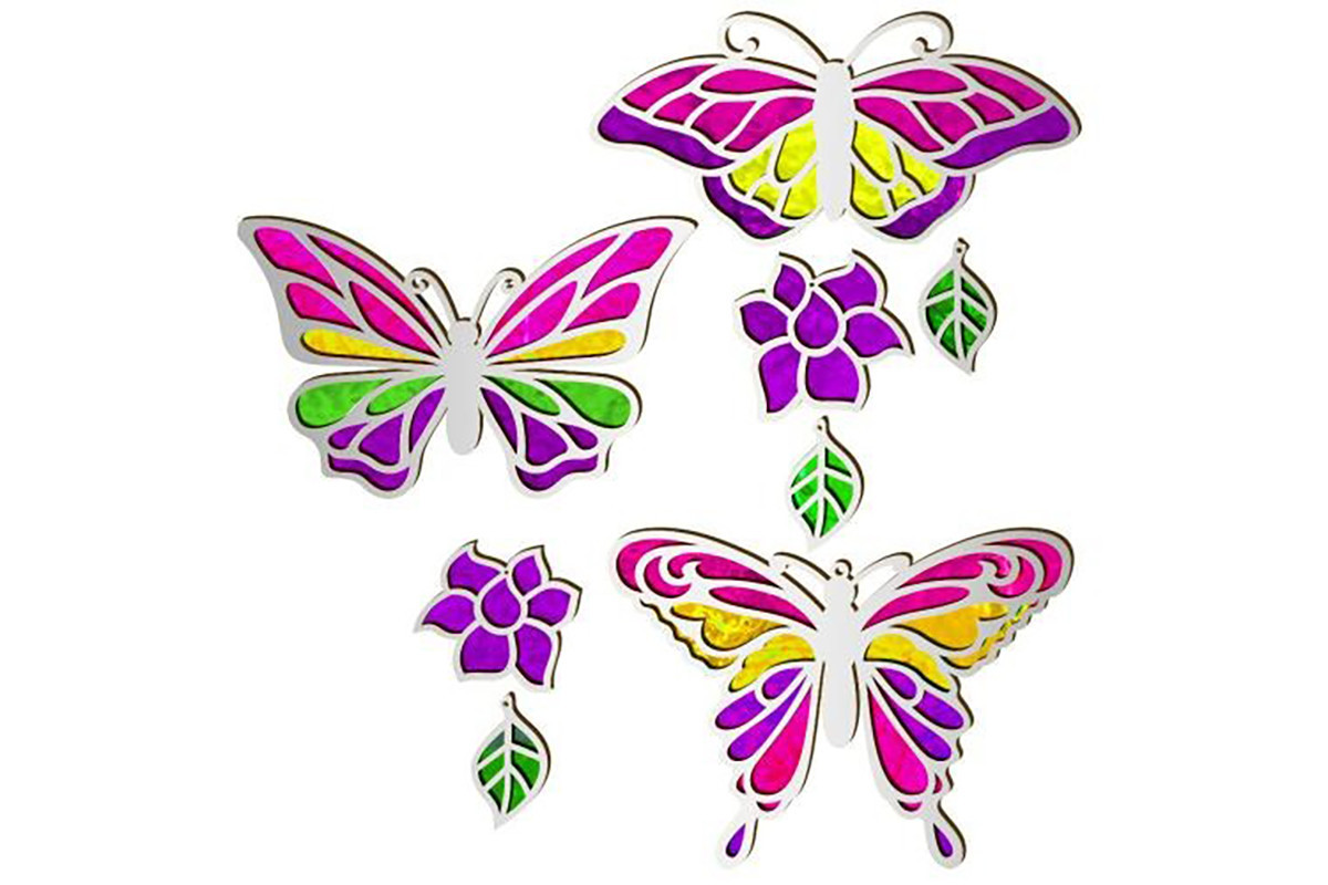 Набор для витражной живописи по номерам Арт Витраж "Яркие Бабочки" FDSGK-02