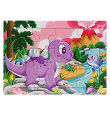 Детский деревянный пазл-вкладыш "Динозавр с рыбкой" MD 1354-3, 12 элементов 15 х 11 х 0,4 см