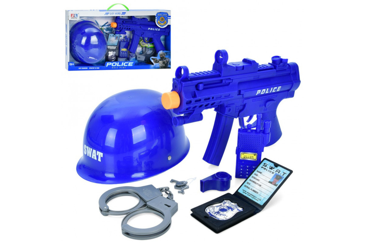 Дитячий набір поліцейського P11 автомат, каска, наручники, рація