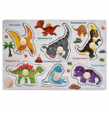 Дерев'яний пазл-вкладиш Динозаври 73239-7 назви англійською мовою