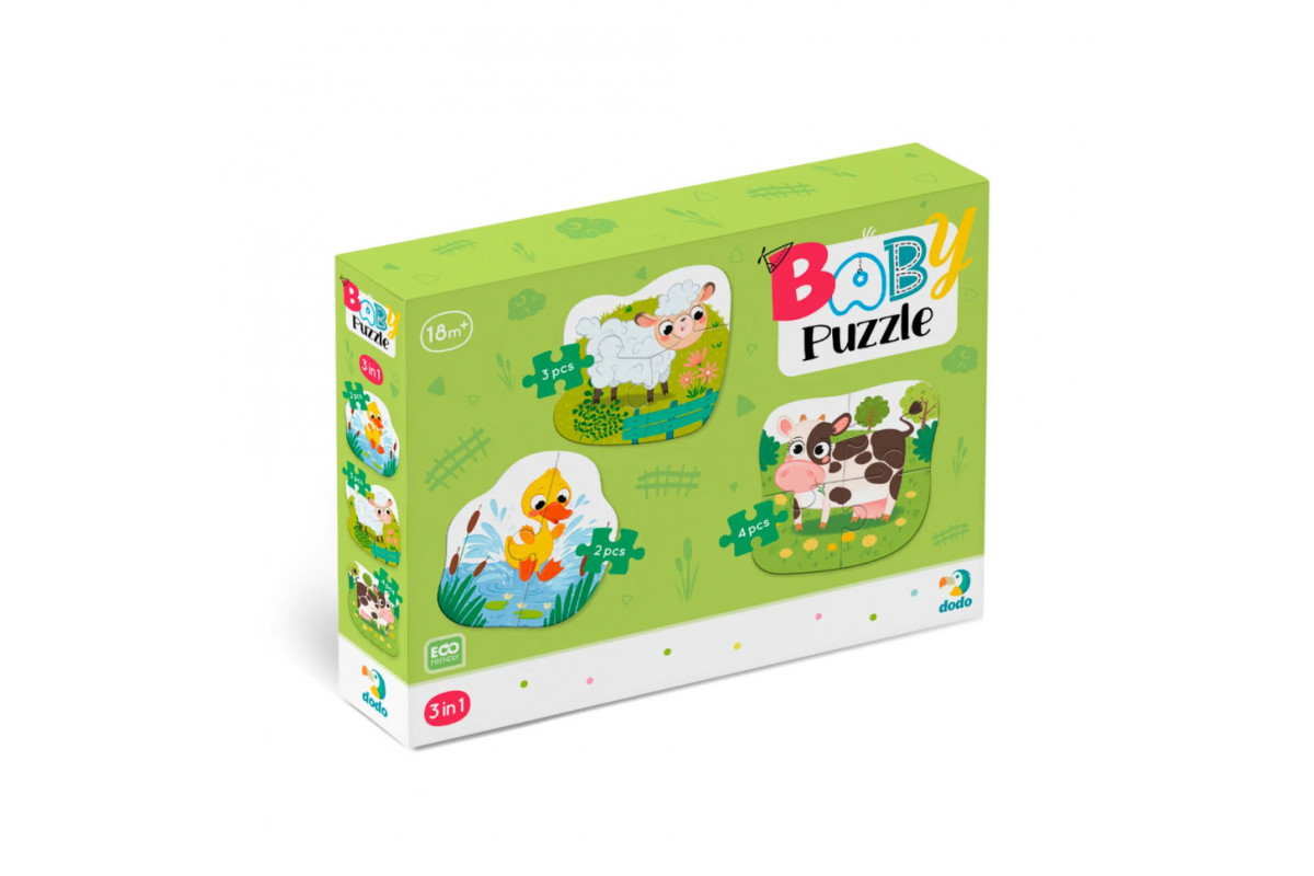 Дитячий Пазл 3 в 1 "Сільські тварини" DoDo 300393, 9 ел