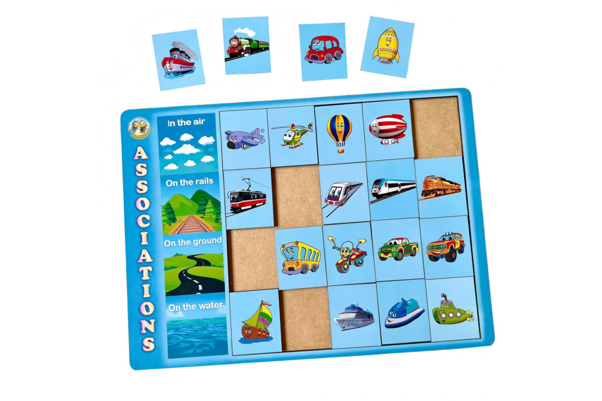 Дерев'яний пазл-вкладиш "Види транспорту" Ubumblebees (ПСД096) PSD096 сортер-асоціації