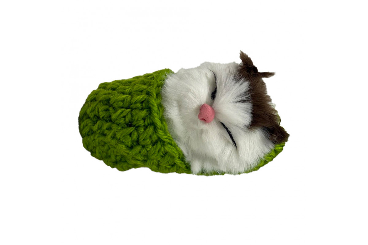 Детский антистресс "Котик спит в вязаном тапочке" MM418(Green)