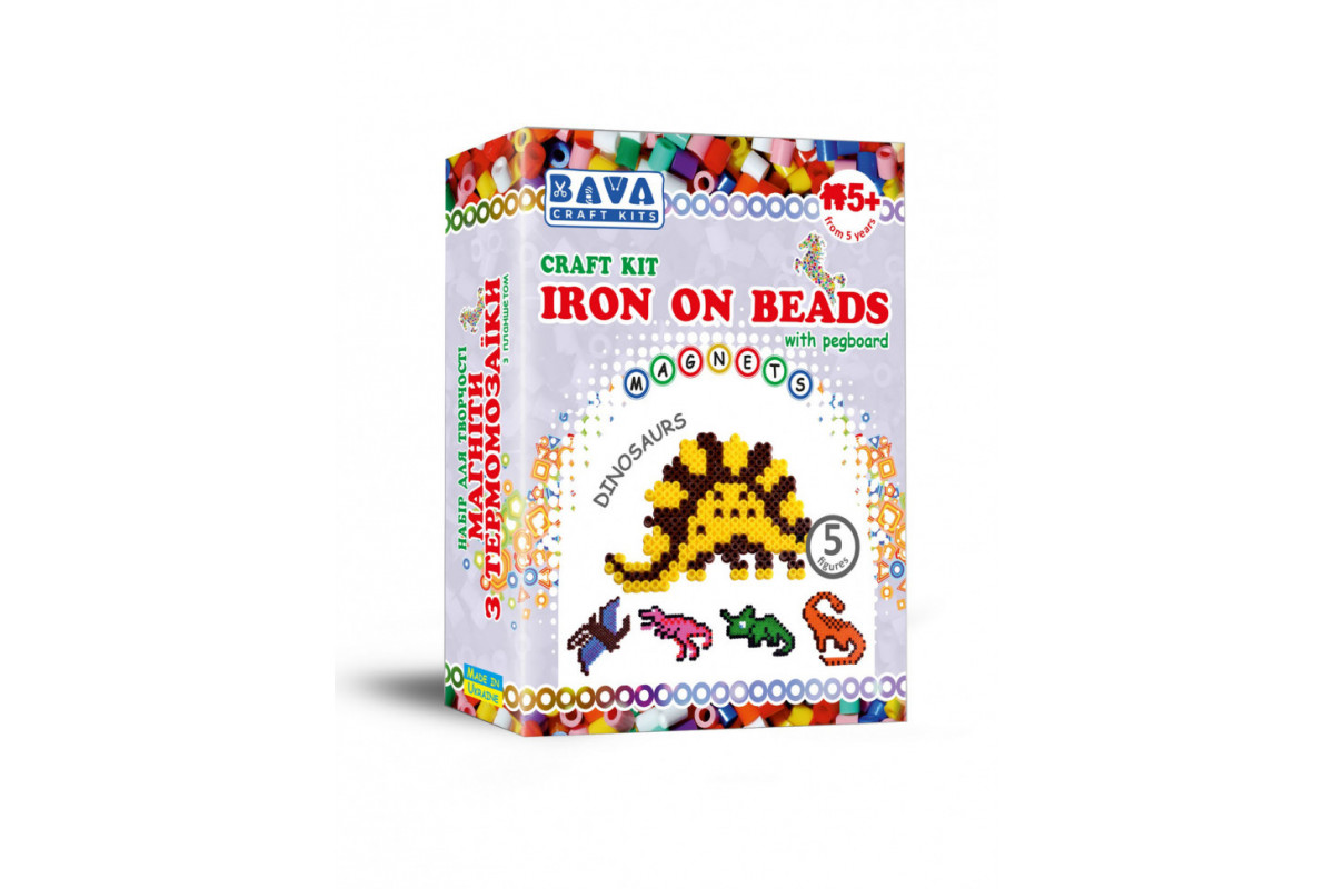 Детский набор для творчества. Магниты с термомозаики "Динозавры" (ТМ-001) TM-001, 5 фигур