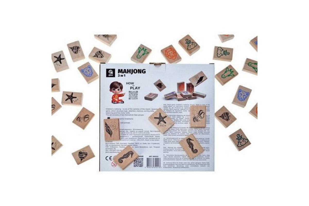 Деревянная детская игра "Детский маджонг" QB700-007, 49 деталей