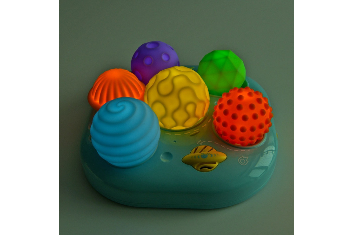 Дитяча Розвиваюча "Текстурні М'ячики" 35179M  6 штук, музика, світло