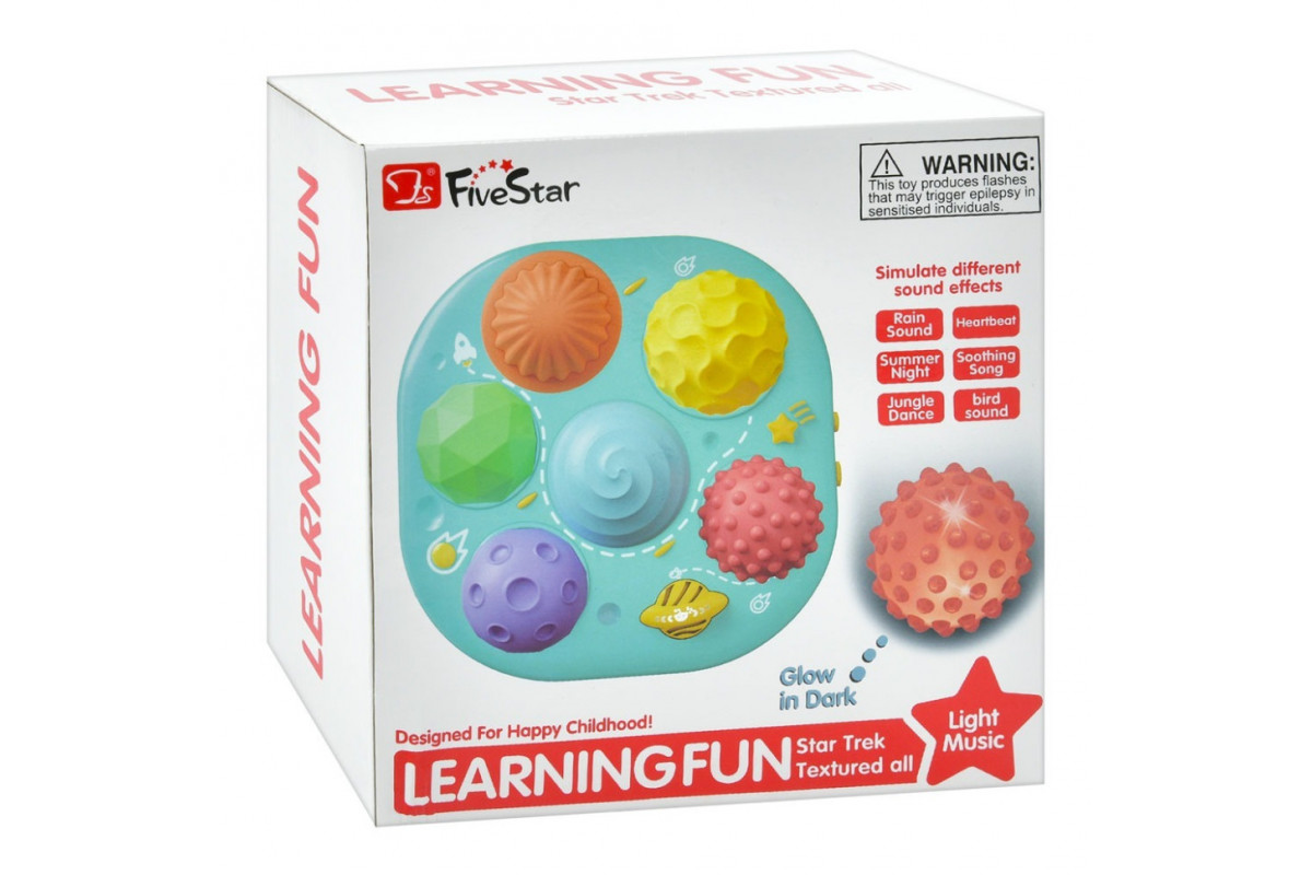 Дитяча Розвиваюча "Текстурні М'ячики" 35179M  6 штук, музика, світло