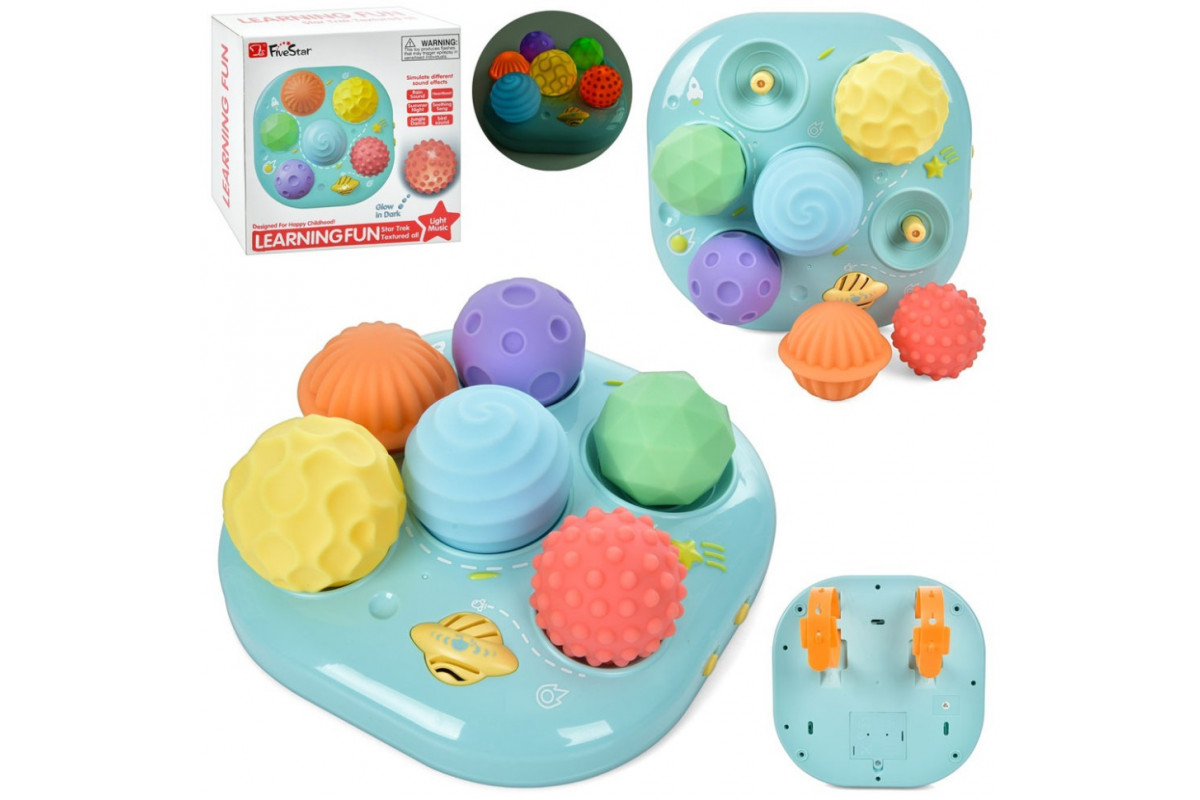 Дитяча Розвиваюча "Текстурні М'ячики" 35179M  6 штук, музика, світло