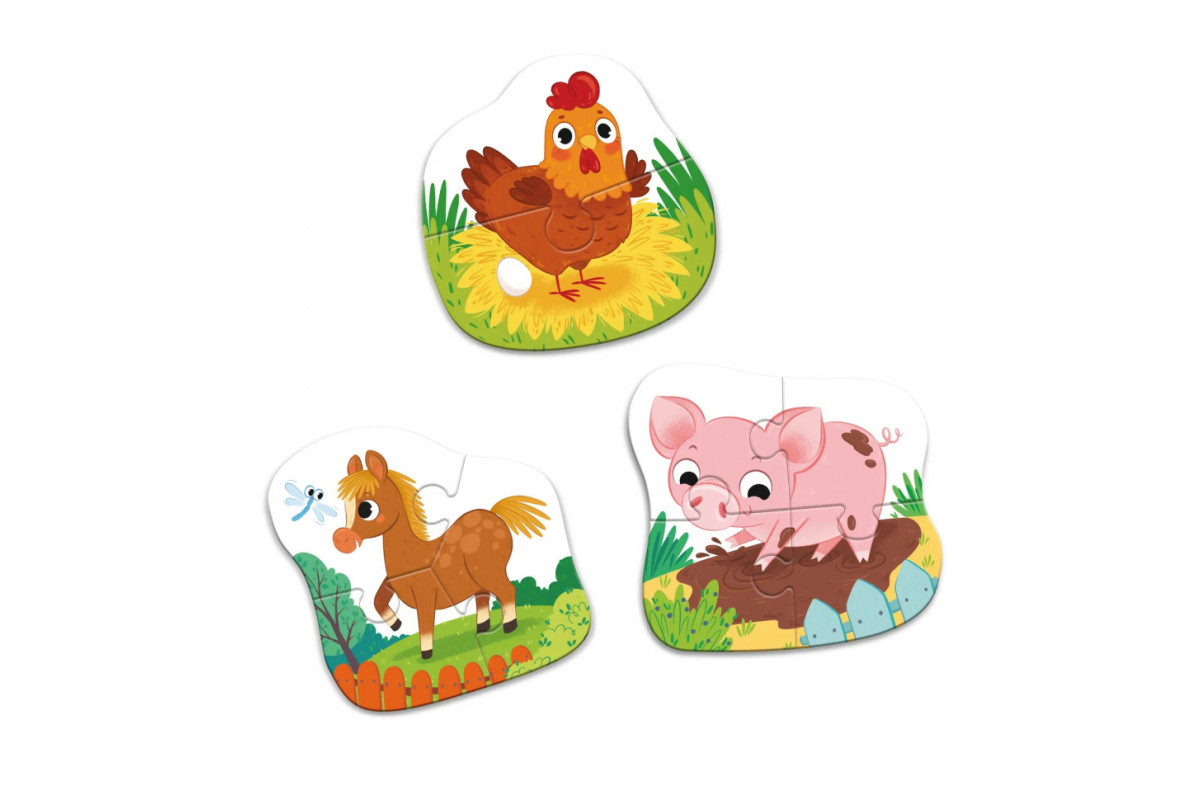 Дитячий Пазл 3 в 1 "День на фермі" DoDo 300394, 9 ел