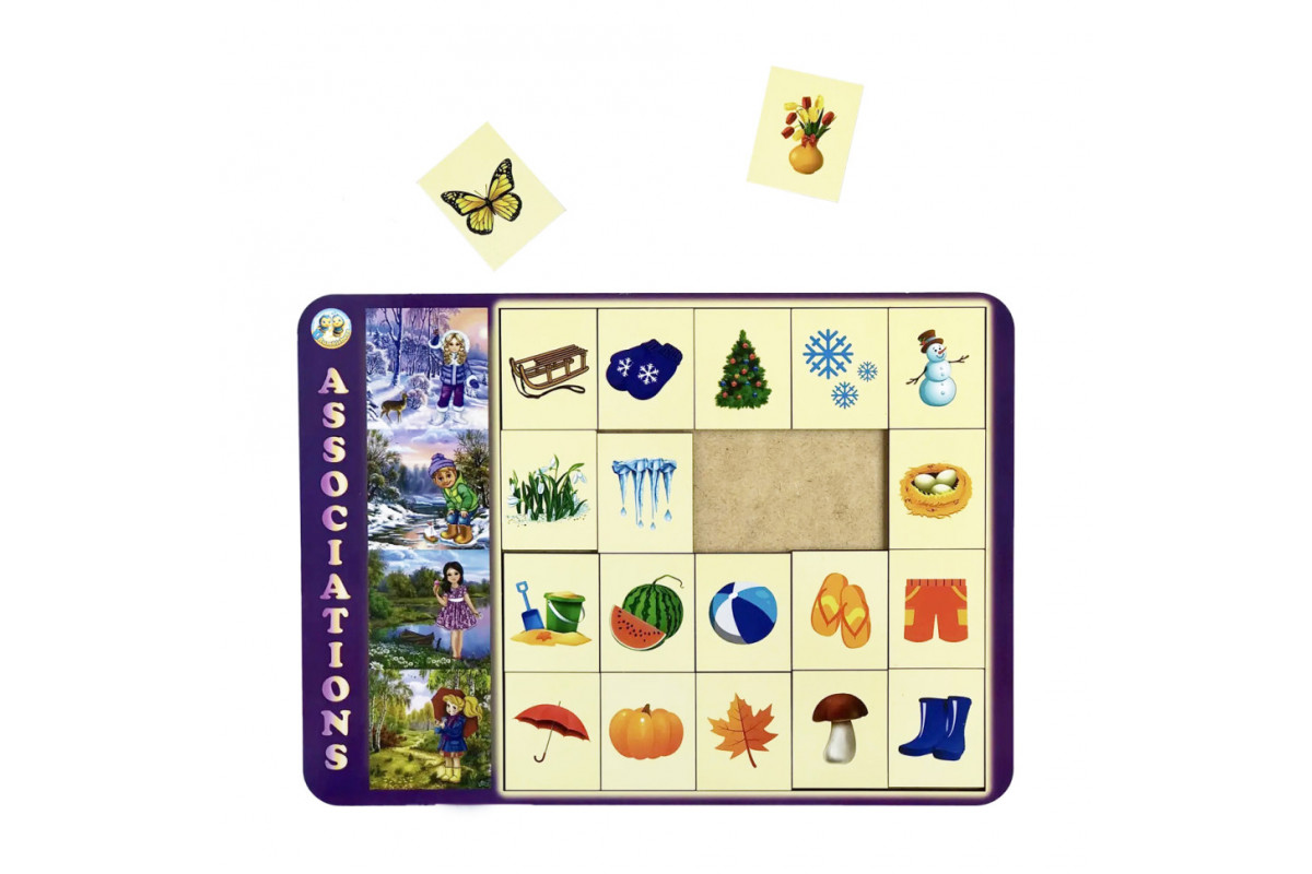 Деревянный пазл-вкладыш "Времена года" Ubumblebees (ПСД122) PSD122 сортер-ассоциации